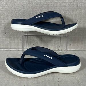 Crocs Women's Navy/White Capri V Sporty Flip Flops Size 7